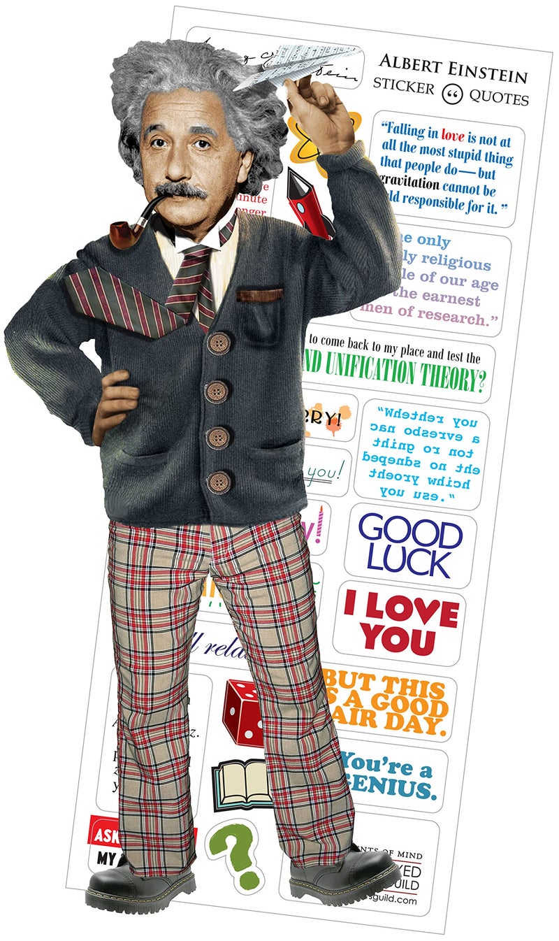 The Unemployed Philosophers Guild Albert Einstein Quotable Notable - Greeting Card and Sticker Sheet - Envelope Included - Image 1